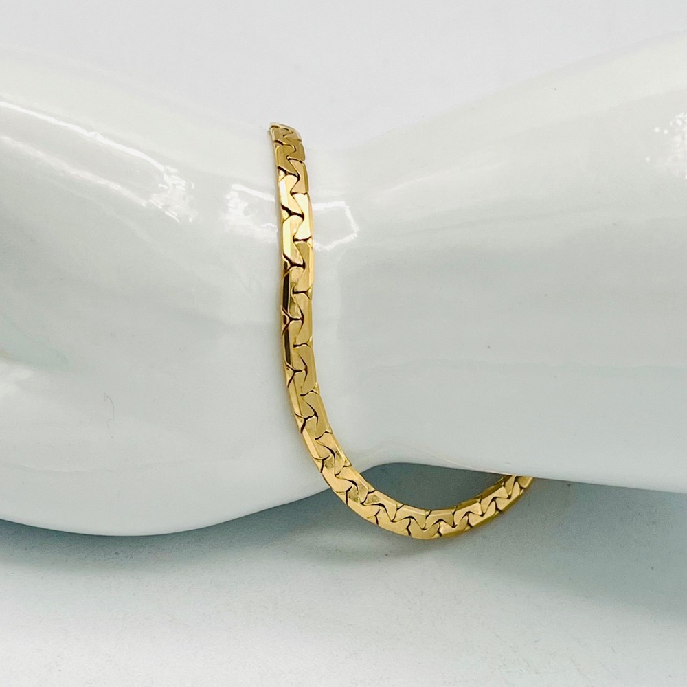 Solid 14K Yellow Gold C Link Bracelet 7.5 Inch 4mm 7.78g